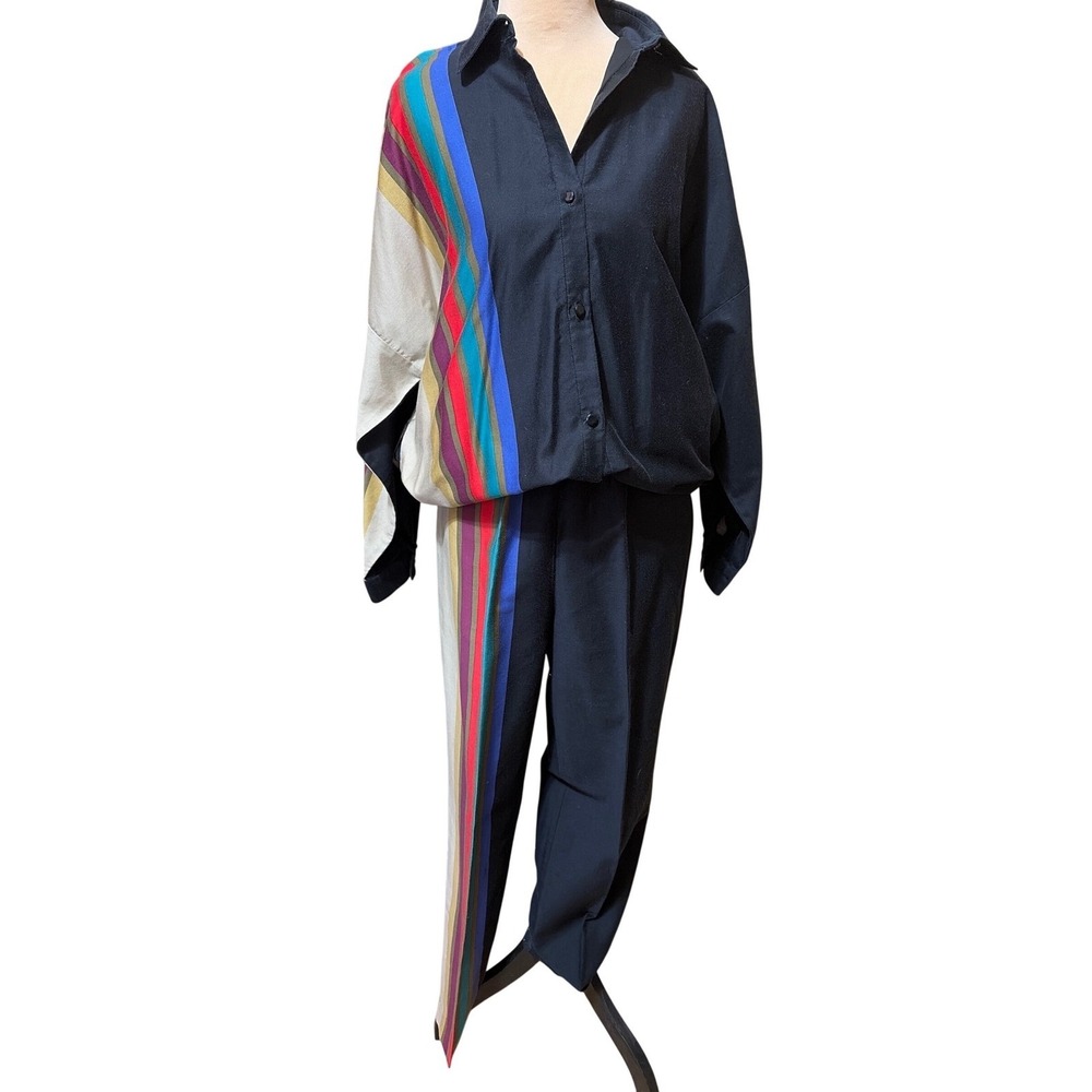 Rare 1970s Penthouse Gallery by Katherine Ogust Color Block Stripe Set Sz S/M